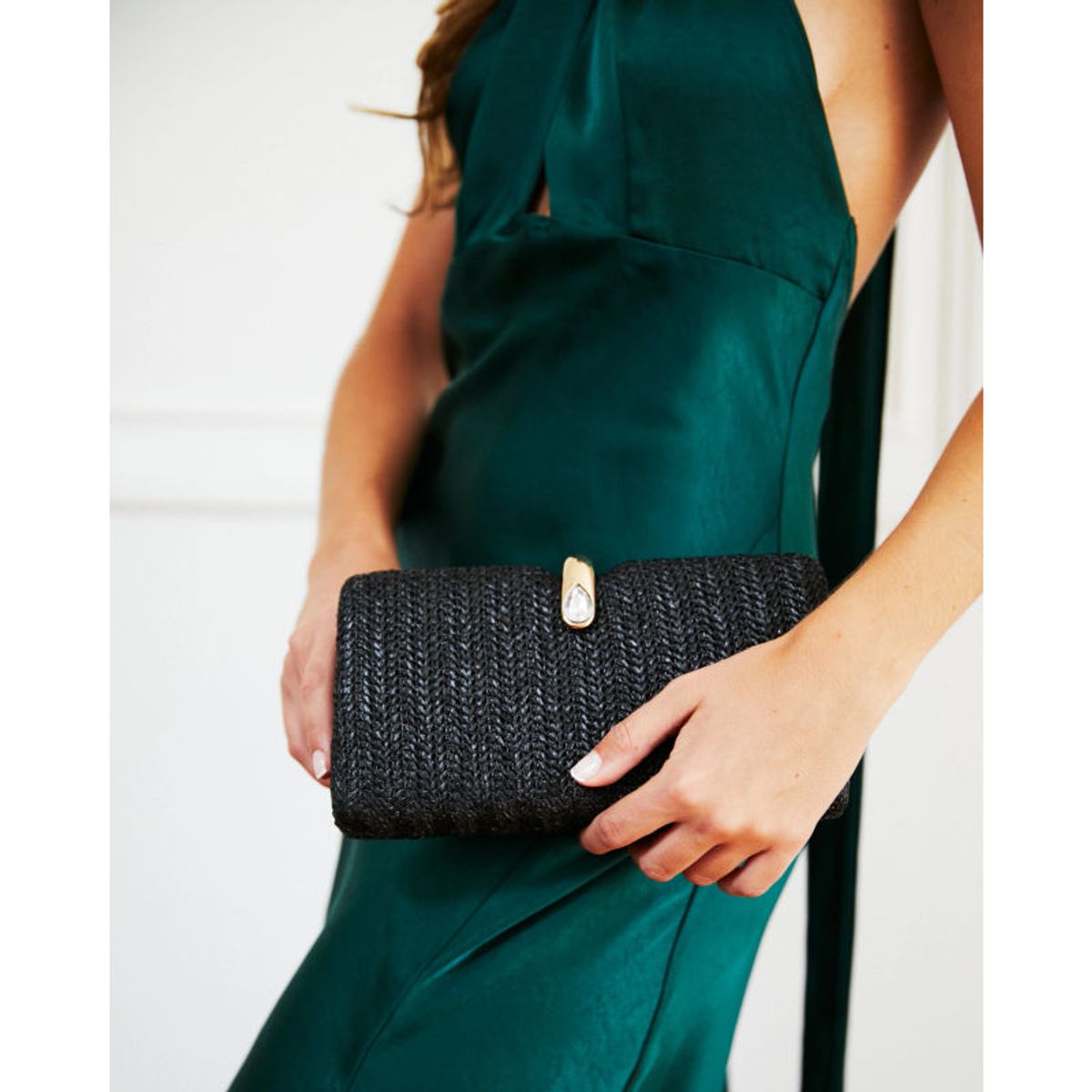 MI PLACARD - Clutch Isadora Rafia Negro