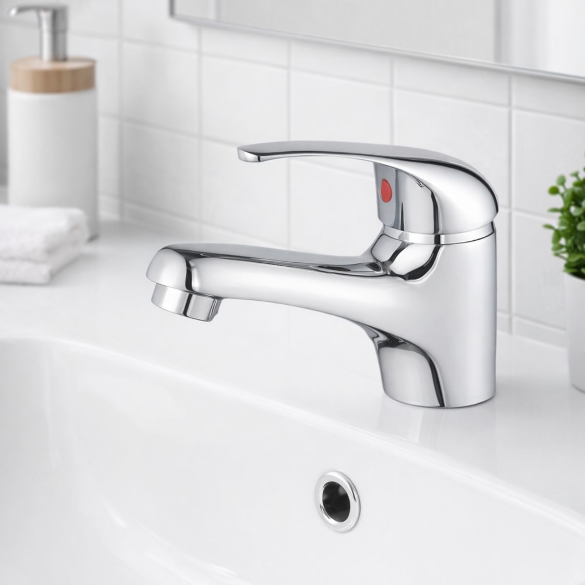 GENERICO - Llave Monomando Para Lavamanos Plateada Pequeña