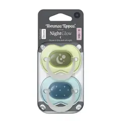 TOMMEE TIPPEE - CHUPETE DE SILICONA NIGHTGLOW 2 UNIDADES 6-18 MESES VERDE-AZUL