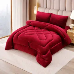 GENERICO - Cobertor con chiporro premium 2 plazas relleno color BURDEO 230x250 cm