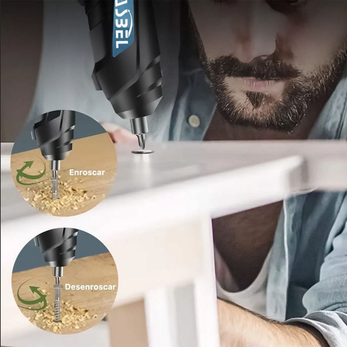 GENERICO - Destornillador Electrico Inalambrico Recargable + Accesorios Negro 220