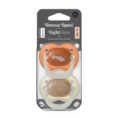 TOMMEE TIPPEE - CHUPETE DE SILICONA NIGHTGLOW 2 UNIDADES 0-6 MESES NARANJO-AMARILLO