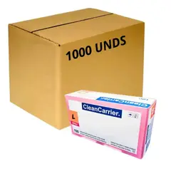 CLEANCARRIER - Pack X1000 Guantes De Nitrilo Rosado Libre Polvo Talla L