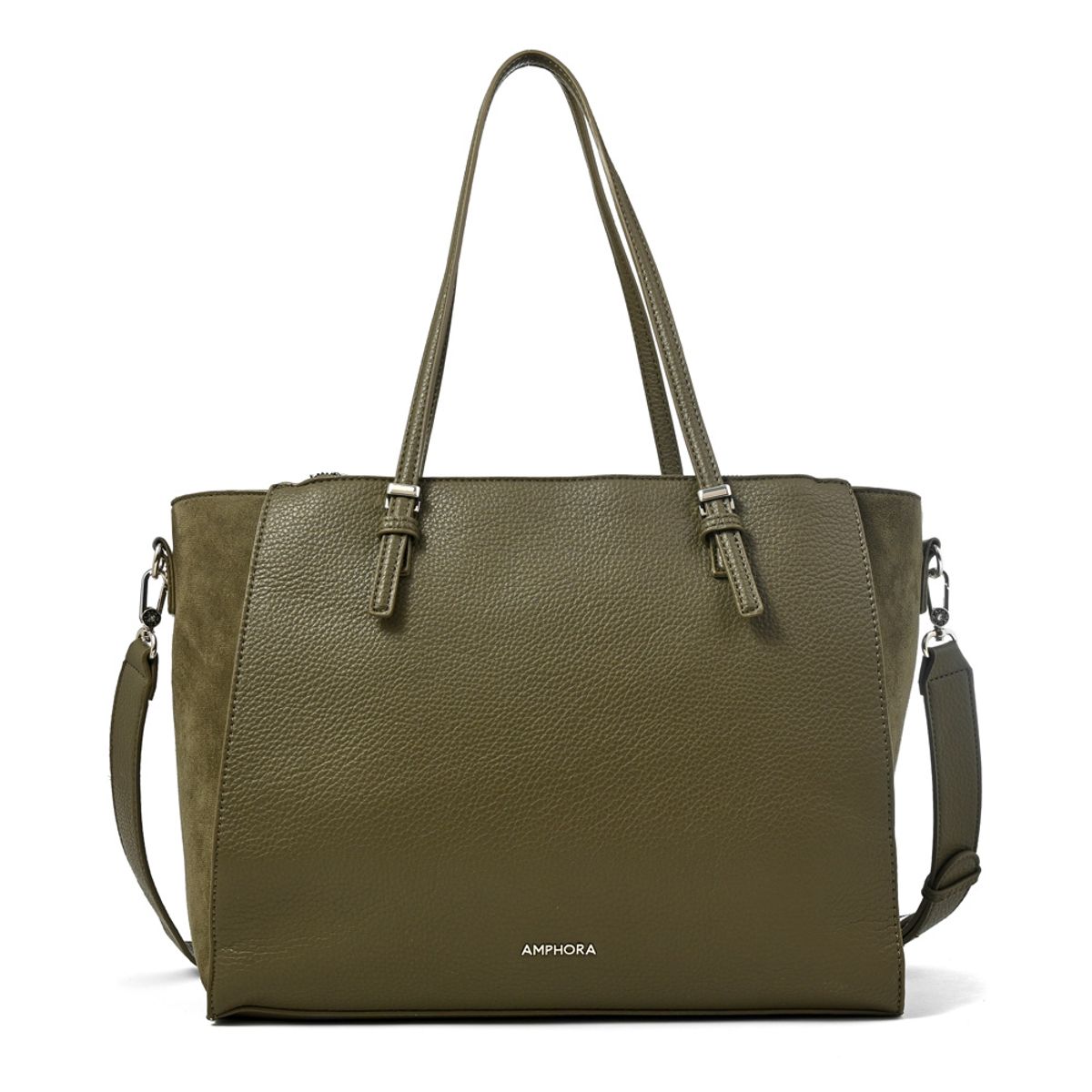 AMPHORA - Cartera tote porta notebook samantha grande verde oliva