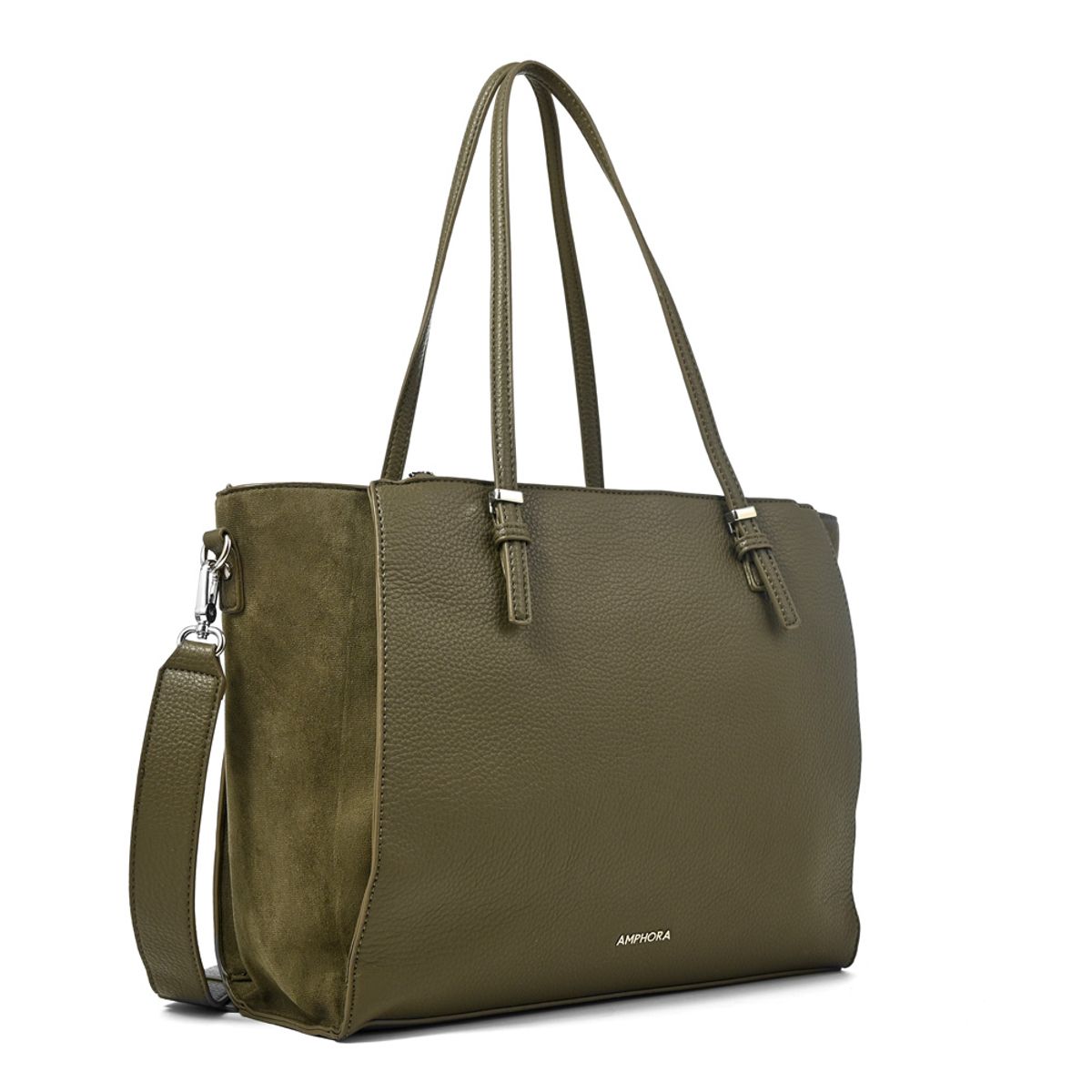 AMPHORA - Cartera tote porta notebook samantha grande verde oliva