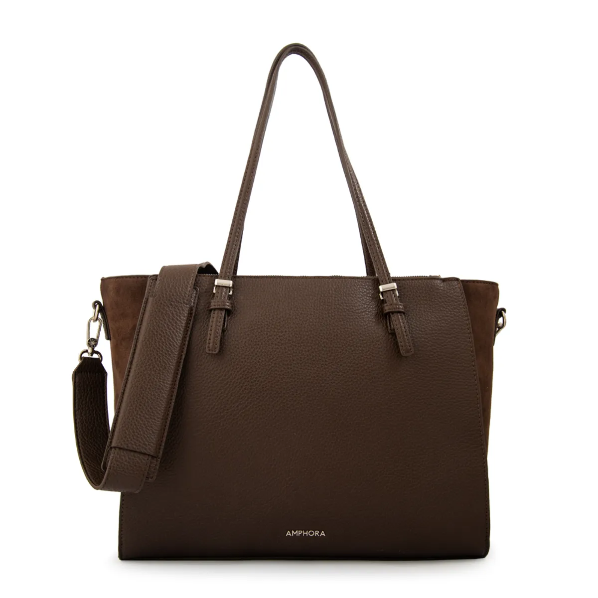 AMPHORA - Cartera tote porta notebook samantha grande café oscuro