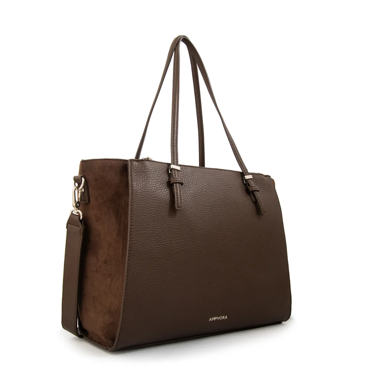 AMPHORA - Cartera tote porta notebook samantha grande café oscuro