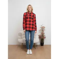 LIKE SHOP - Camisa Mujer Manga Larga Cuadrillé Colores Verano A1659