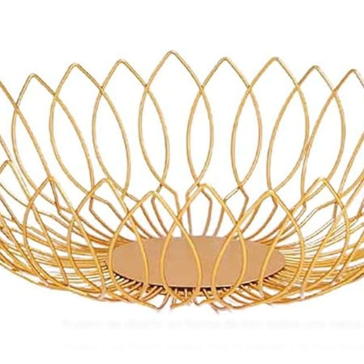 GENERICO - Frutero Flor Metal Dorado Cocina Mesa Decoracion Organico