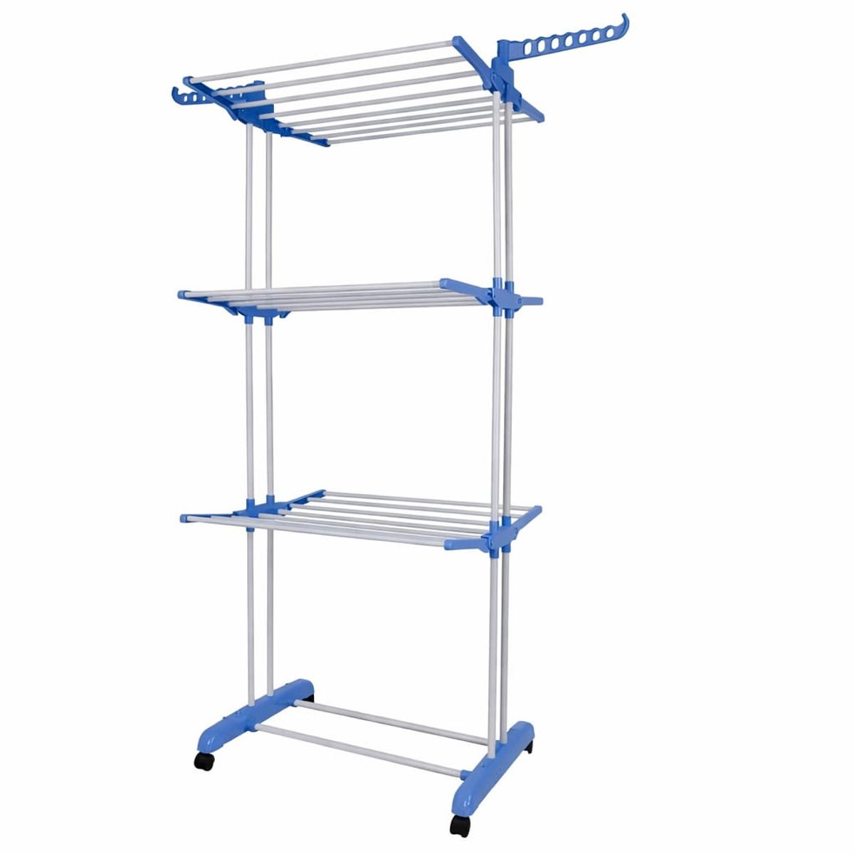 GENERICO - Tendedero Ropa Colgador Pechero Plegable 3 Niveles de Ropa Torre Plegable Acero 64x73x173 cm Blanco