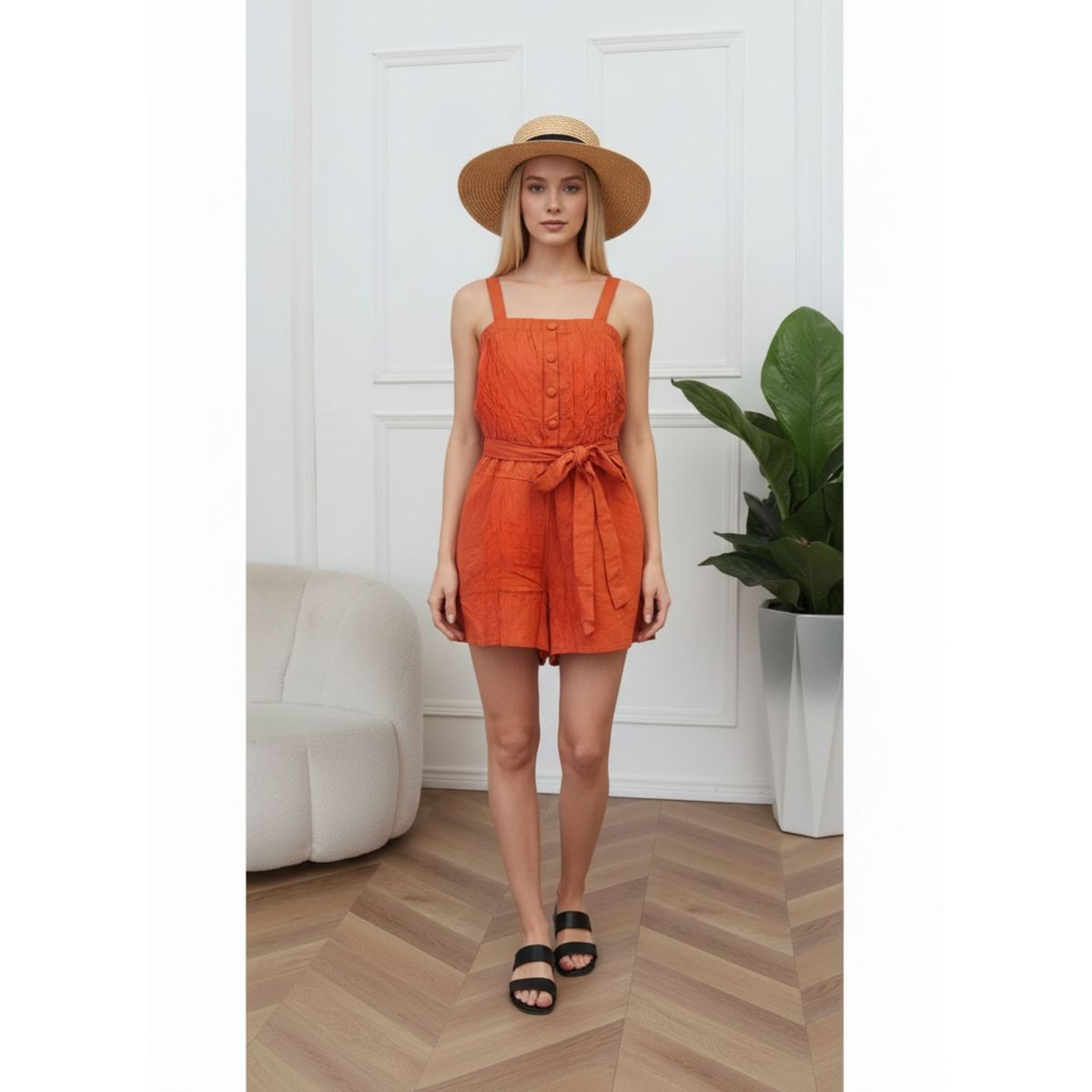 LIKE SHOP - Enterito Corto Mujer Verano Elasticado Pabilos Con Cinturón A877