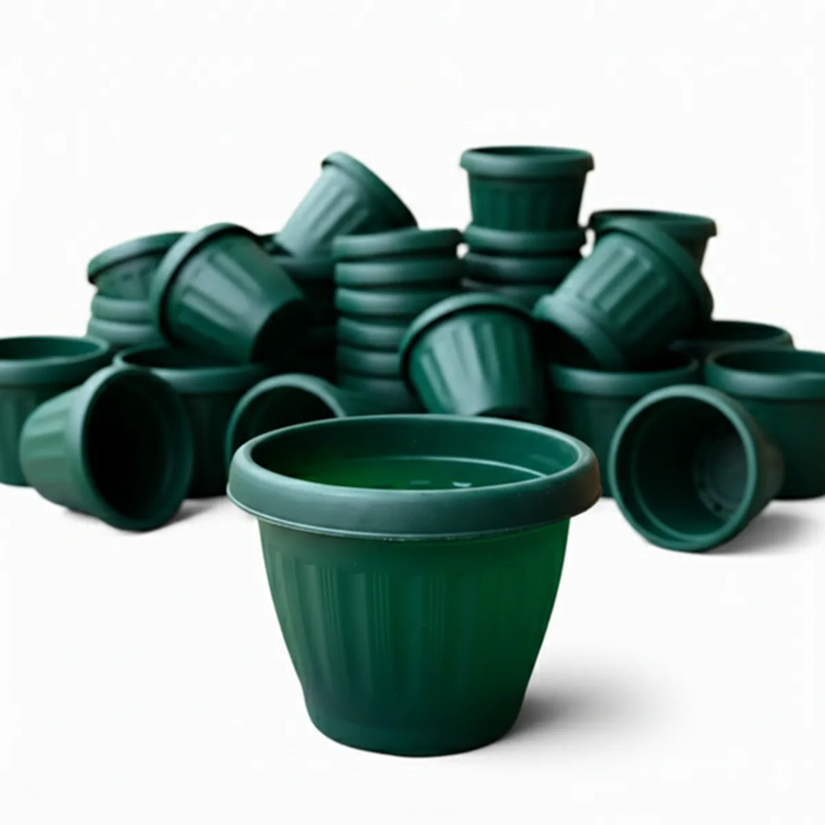 GENERICO - Pack 30 Maceteros Plástico Redondo Verde Oscuro 23 cm