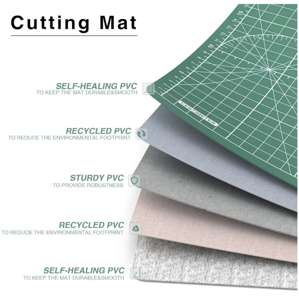 GENERICO - Tapete De Corte A3 45x30cm Pvc Doble Cara 3 Capas Verde