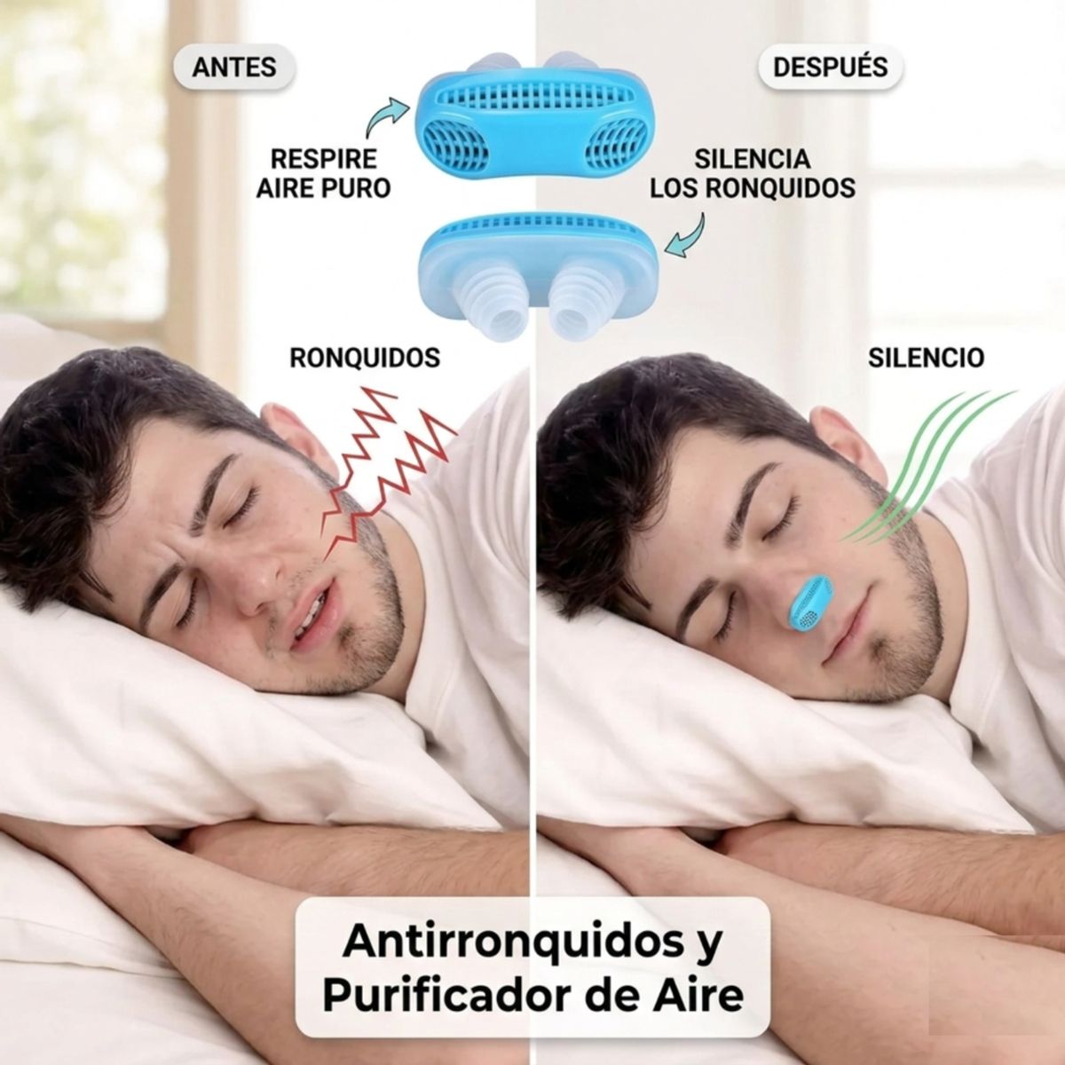 MOVI - Dispositivo Antironquidos y Purificador 2 en 1: Sueño Profundo