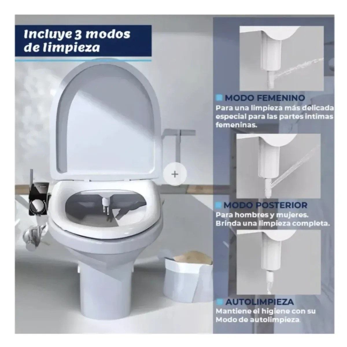 GENERICO - Bidet Wc Universal Doble Boquilla Ajustable Fácil Instalació Blanco