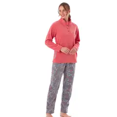 BECKIL - COD 1785 PIJAMA POLAR CON CUELLO, PANTALÓN ESTAMPADO