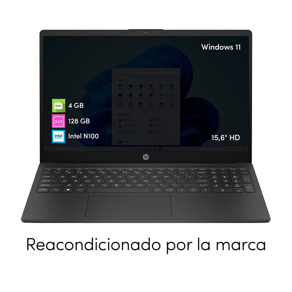 HP - Notebook HP Intel N100 4GB 128GB 15.6 HD Win11
