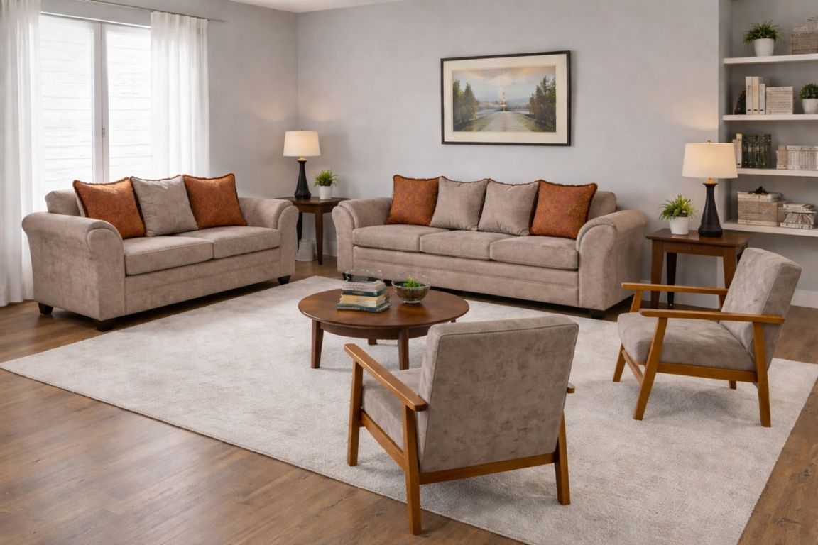 Juego de Living 3 2 1 1 Sitial Aconcagua Beige Beige
