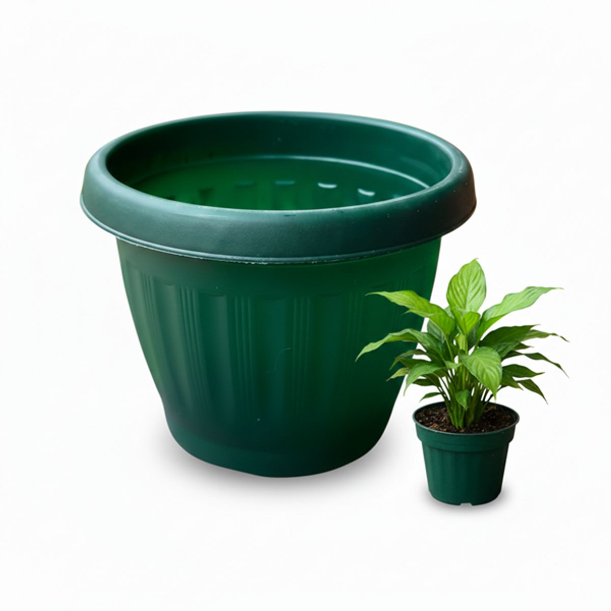 GENERICO - Macetero Plástico Redondo Verde Oscuro 35 cm