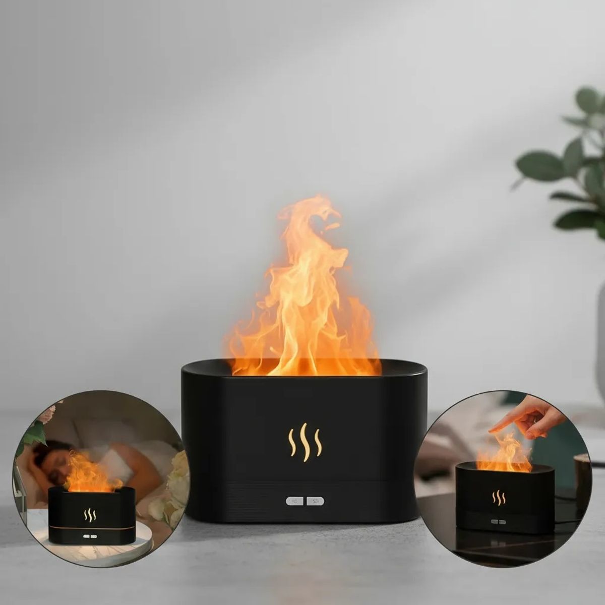 GENERICO - Humidificador de aromas con efecto de llama LED