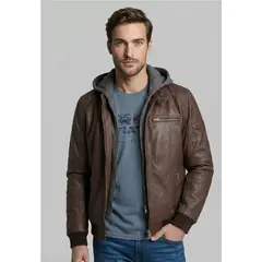 FEROUCH - Chaqueta De Cuero Covington Dk Brown