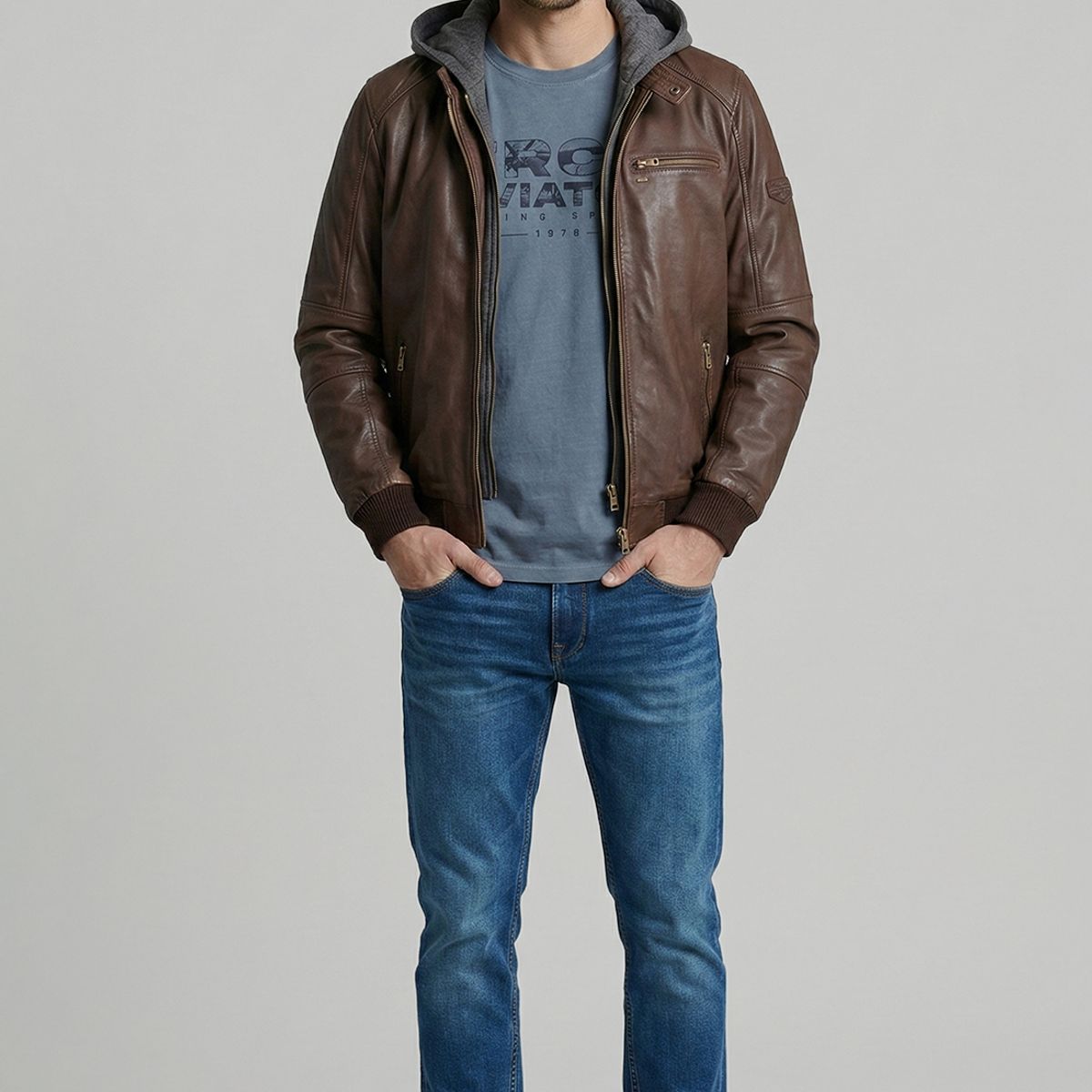 FEROUCH - Chaqueta De Cuero Covington Dk Brown Ferouch