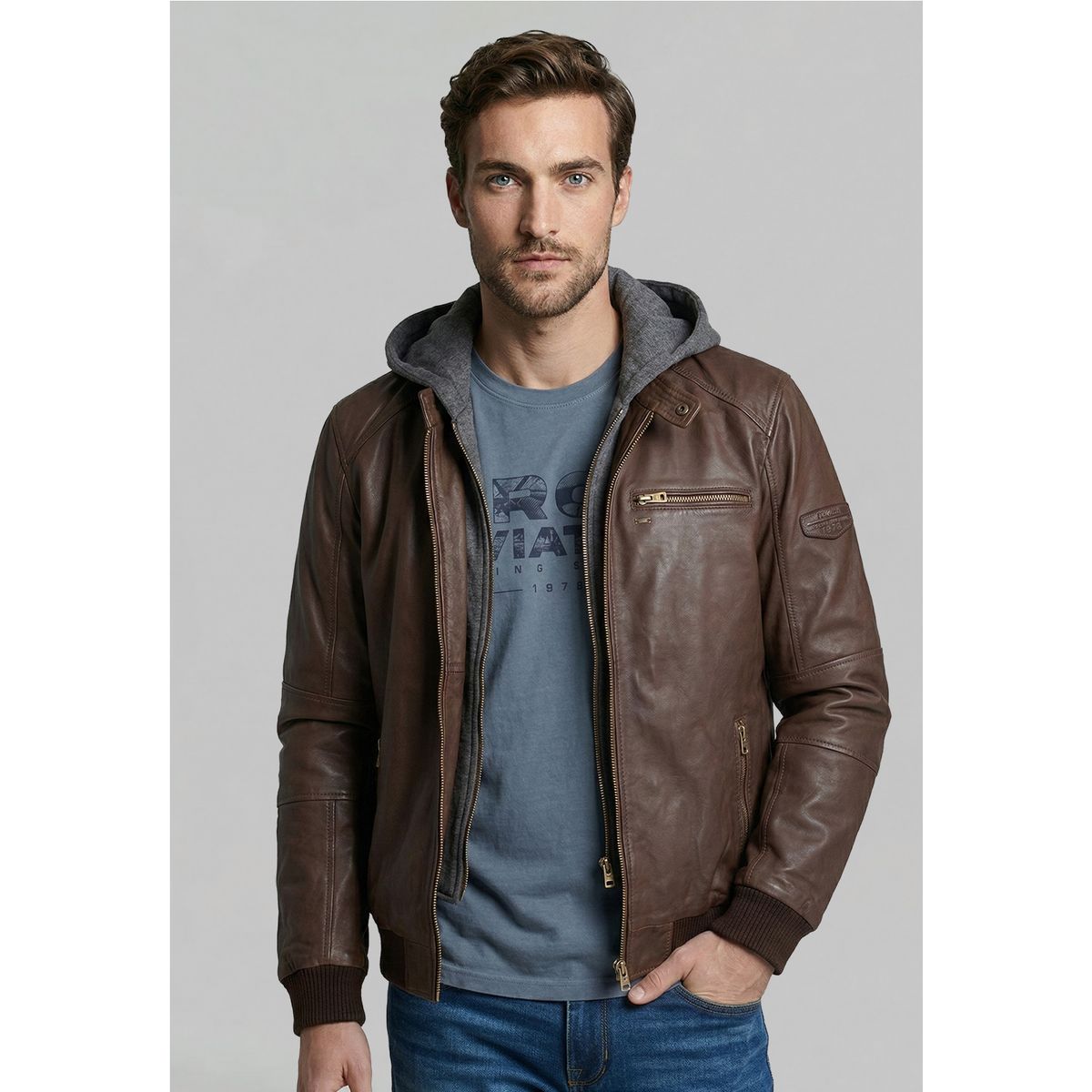 FEROUCH - Chaqueta De Cuero Covington Dk Brown Ferouch