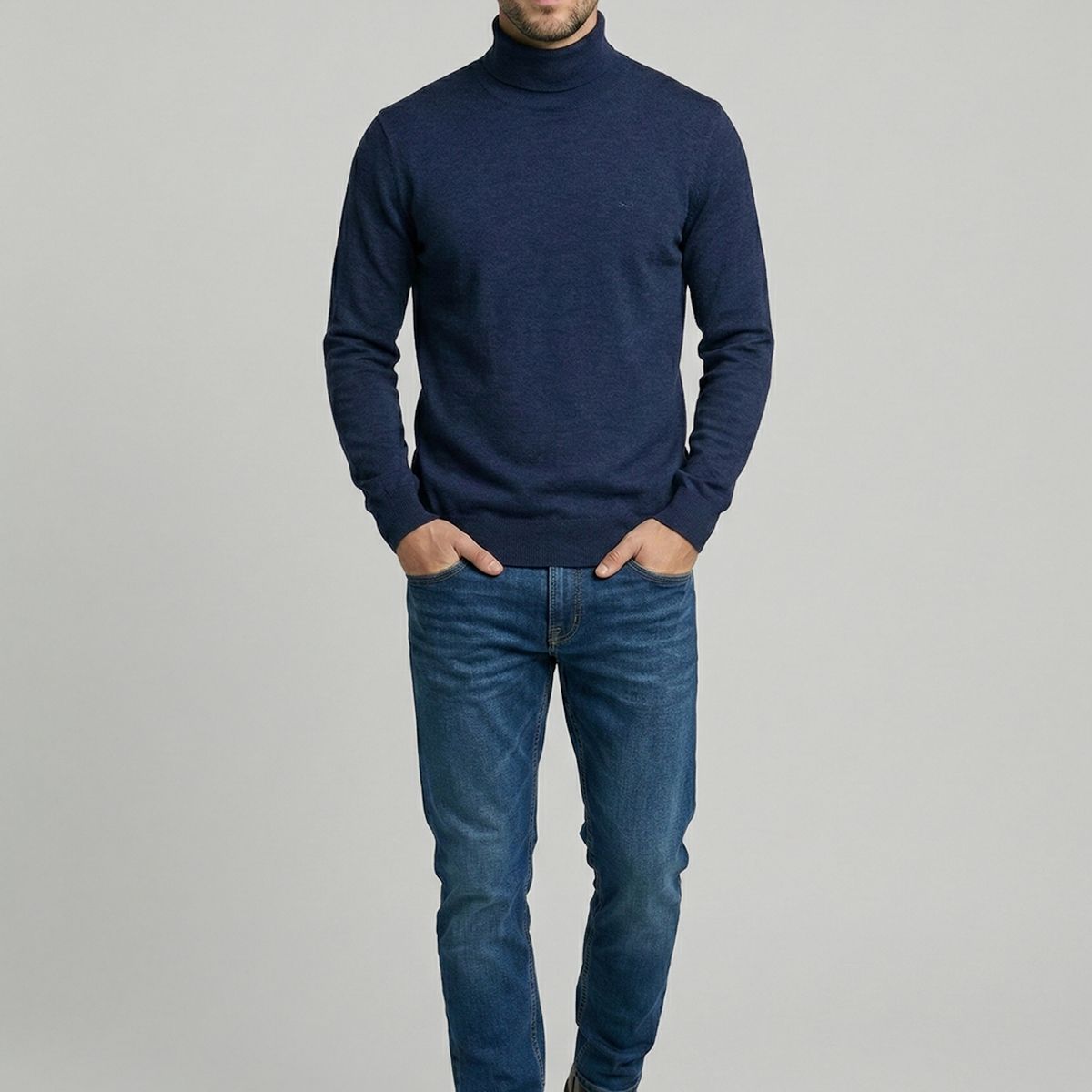 FEROUCH - Sweater Turtle Neck Indigo Melange Ferouch