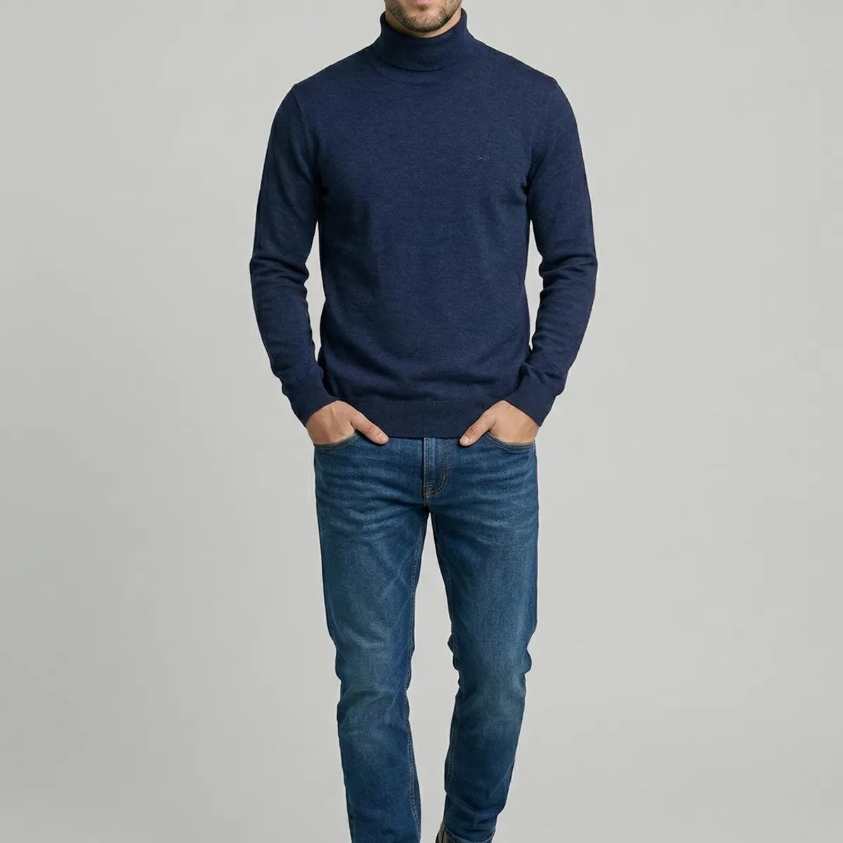 FEROUCH - Sweater Turtle Neck Indigo Melange Ferouch