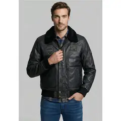 FEROUCH - Chaqueta De Cuero Pilot Black