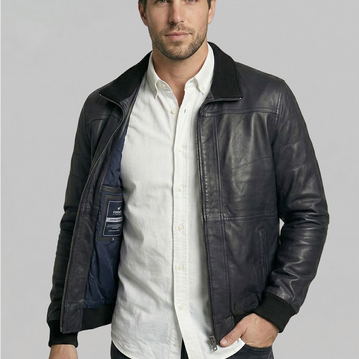 FEROUCH - Chaqueta De Cuero Columbus Black Ferouch