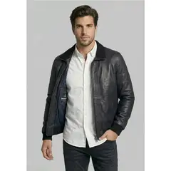 FEROUCH - Chaqueta De Cuero Columbus Black