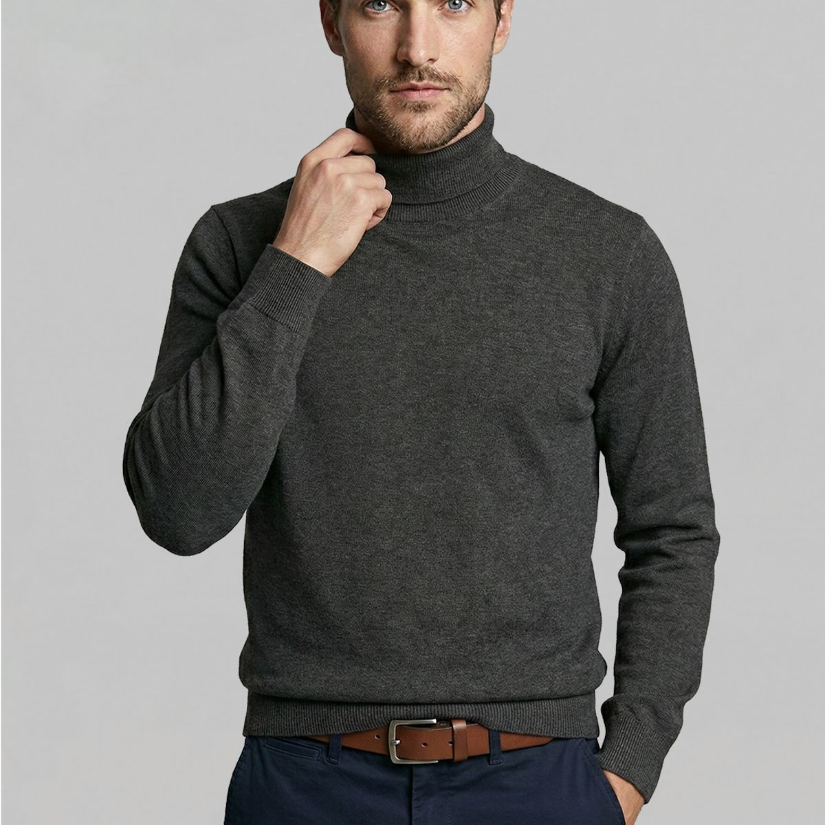 FEROUCH - Sweater Turtle Neck Black  Melange Ferouch