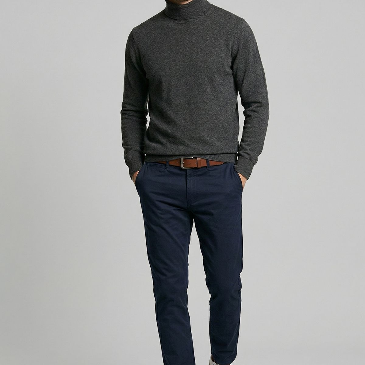 FEROUCH - Sweater Turtle Neck Black  Melange Ferouch