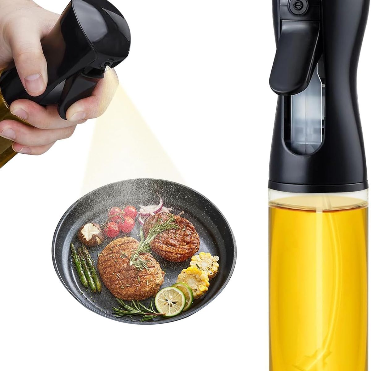 MOVI - Pulverizador de Aceite 300 ml – Spray Dosificador para Cocina con Niebla Fina