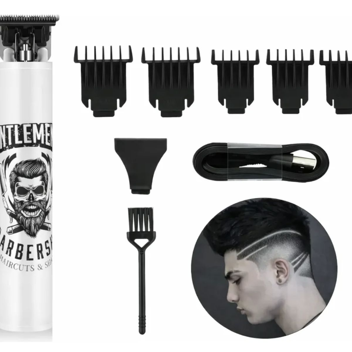 KEMEI - Máquina Cortapelo Profesional Inalámbrica Con Pein Blanco