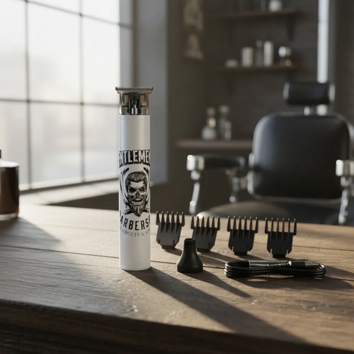 KEMEI - Máquina Cortapelo Profesional Inalámbrica Con Pein Blanco