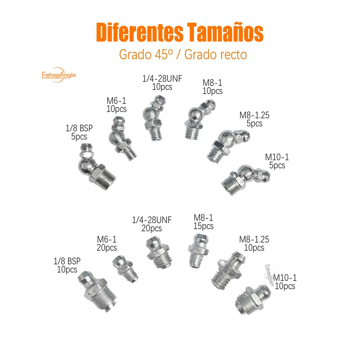 130pcs Surtido De Boquillas Graseras Hidráulicas Engrase, marca OFERTABKN - Foto 2