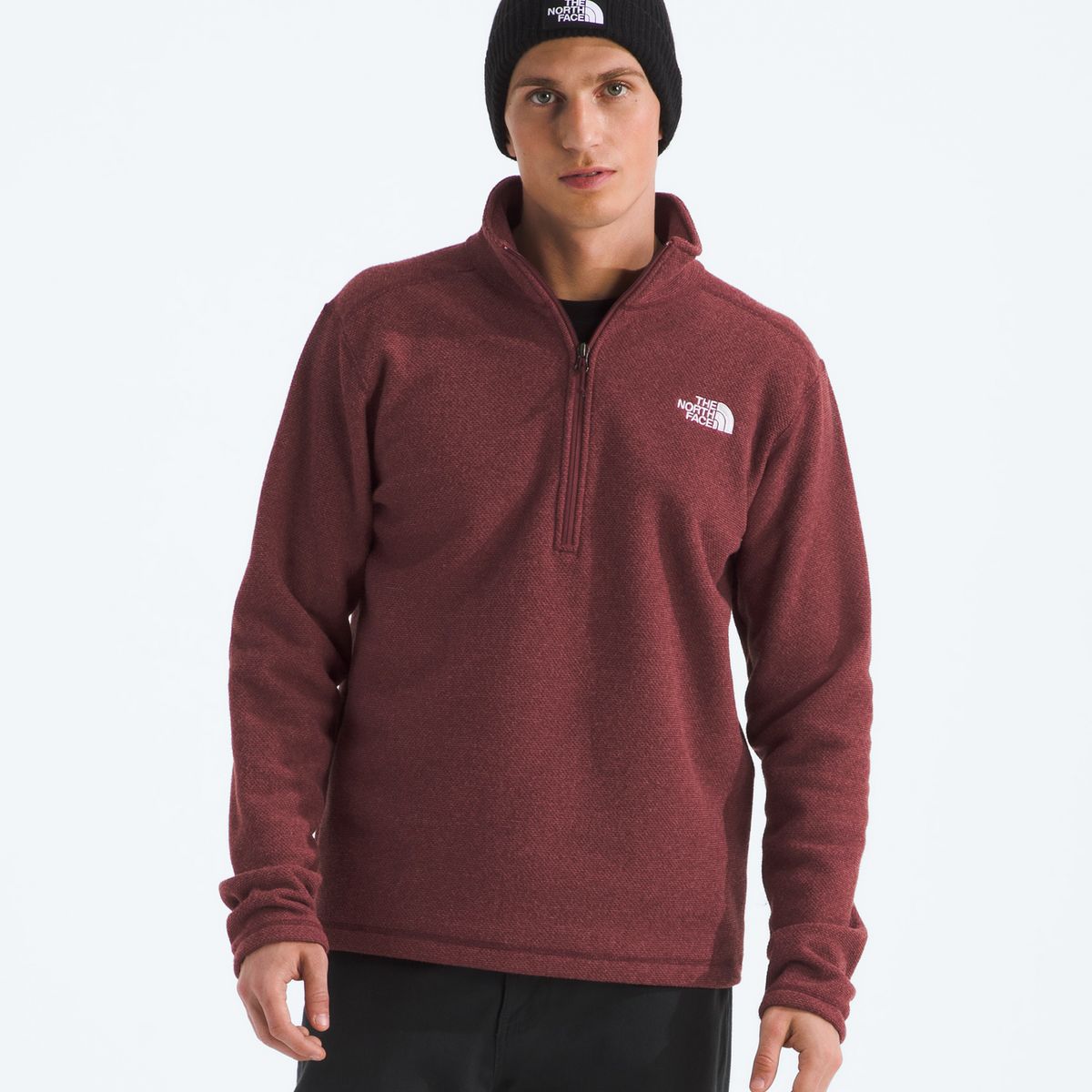 THE NORTH FACE - Polar Textured Cap Rock ¼ Zip Hombre Burdeo