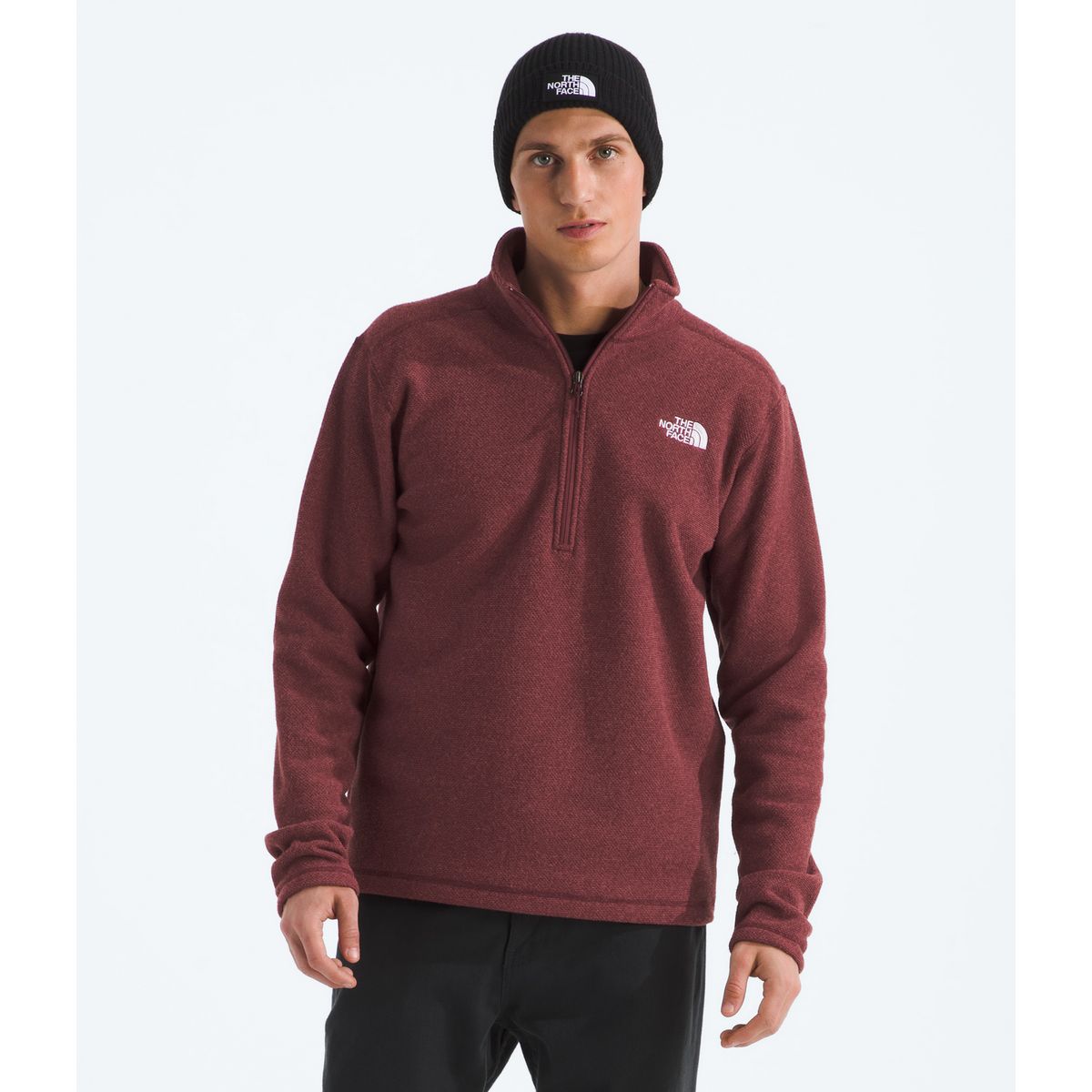 THE NORTH FACE - Polar Textured Cap Rock ¼ Zip Hombre Burdeo