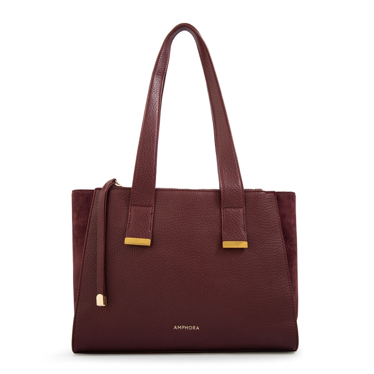 AMPHORA - Cartera tote tres divisiones belinda mediana burdeo