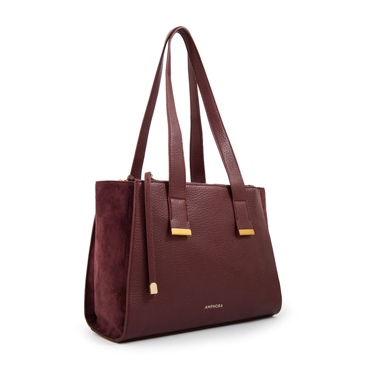 AMPHORA - Cartera tote tres divisiones belinda mediana burdeo