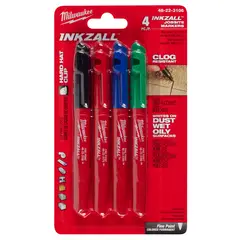 MILWAUKEE - Pack 4 Marcadores Inkzall Punta Fina Colores 48-22-3106