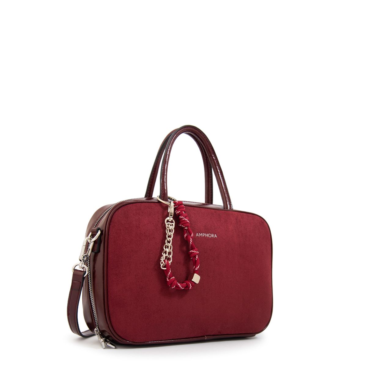 AMPHORA - Cartera bandolera hilda mediana burdeo
