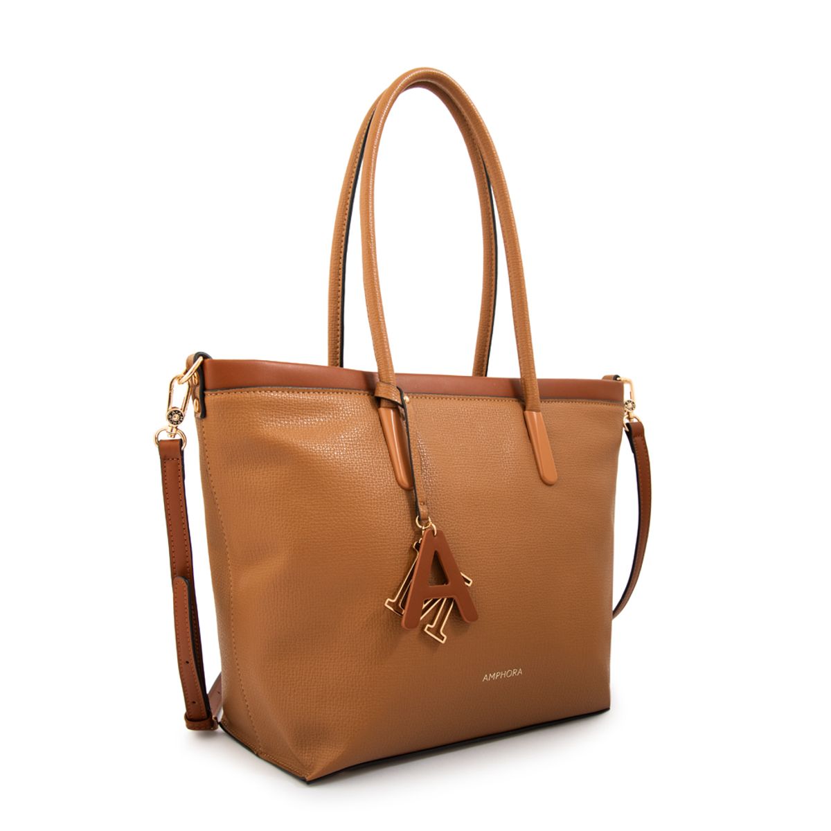 AMPHORA - Cartera tote alegra grande camel