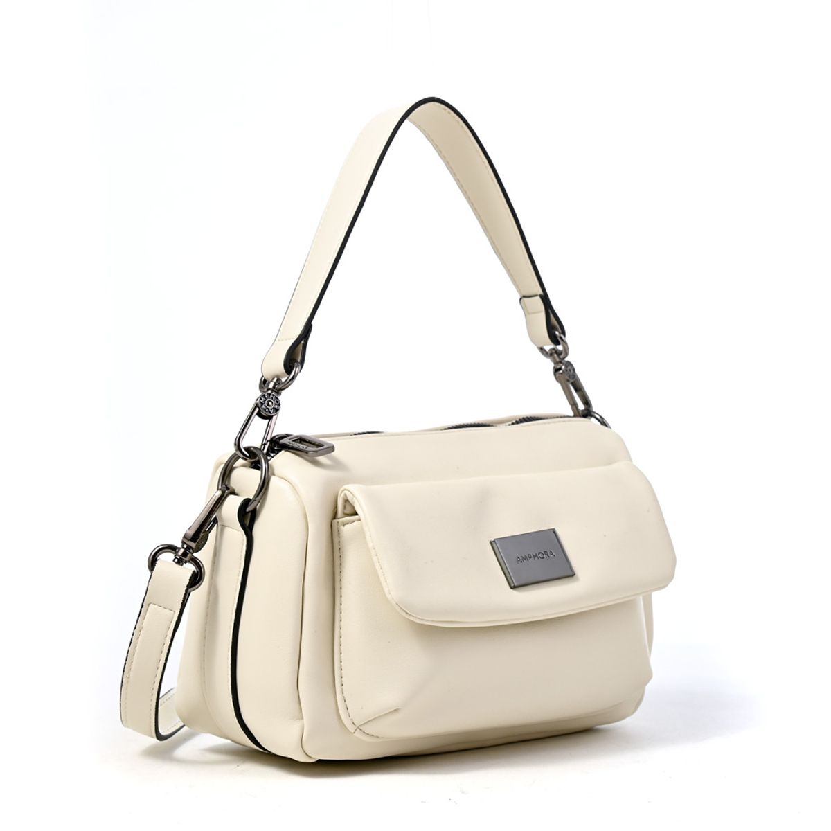AMPHORA - Cartera bandolera lara pequeña blanco crudo