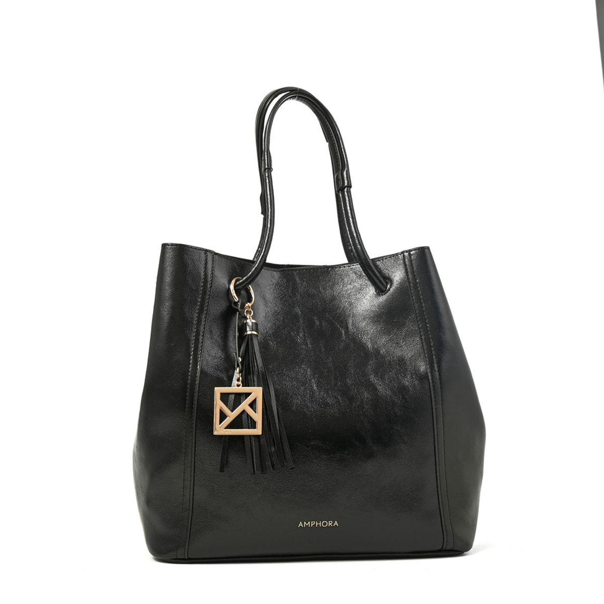 AMPHORA - Cartera tote margaret grande negro