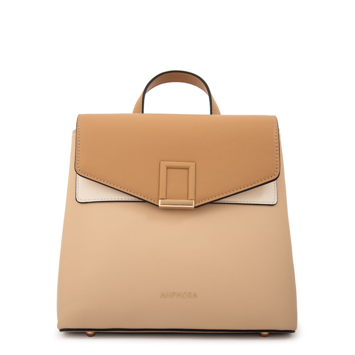 AMPHORA - Mochila con tapa melissa mediana beige