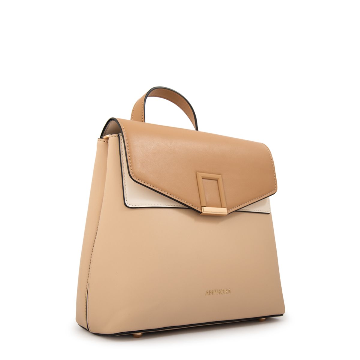 AMPHORA - Mochila con tapa melissa mediana beige