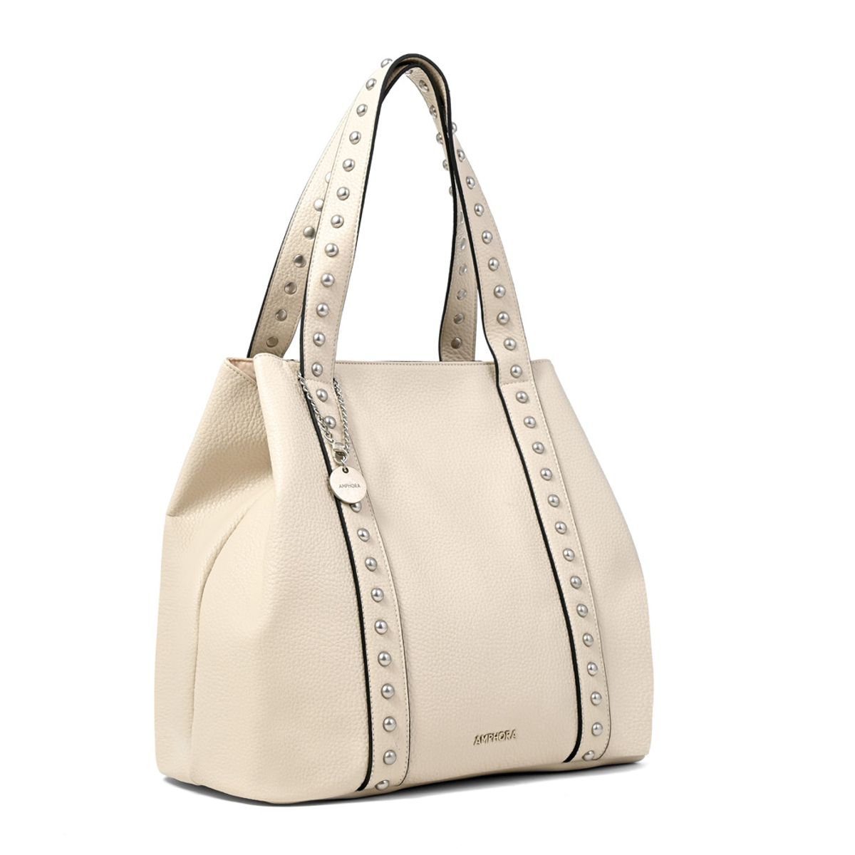 AMPHORA - Cartera tote angela grande blanco crudo